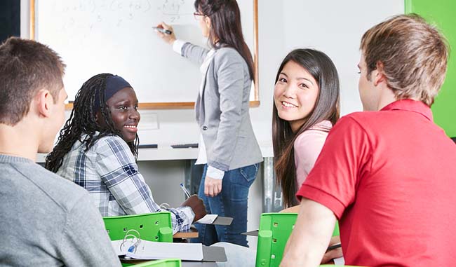 students learning in a classroom