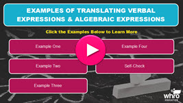 Examples of Translating Verbal Expressions & Algebraic Expressions