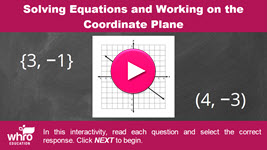 Solving Equations and Working on the Coordinate Plane interactivity