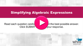 Simplifying algebraic expressions warm-up