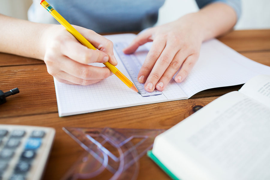 student using notebook