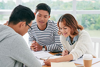 math students studying together