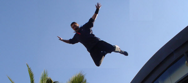 stuntman jumping off building