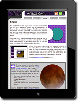 Mobile device with Astronomy course