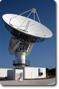 radio telescopes at night