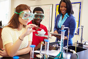 students in a science lab