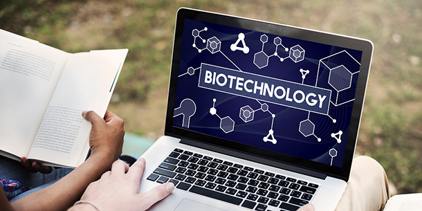 Word biotechnology on a comptuer screen