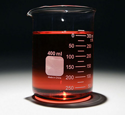 beaker with red liquid