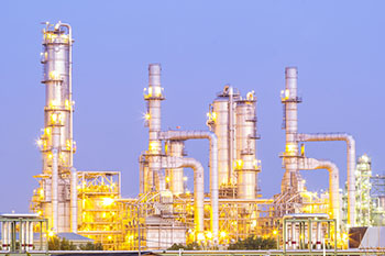 The distillation tank of an oil refinery plant