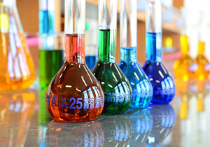 Glassware with different chemicals