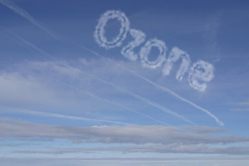 Ozone written in clouds