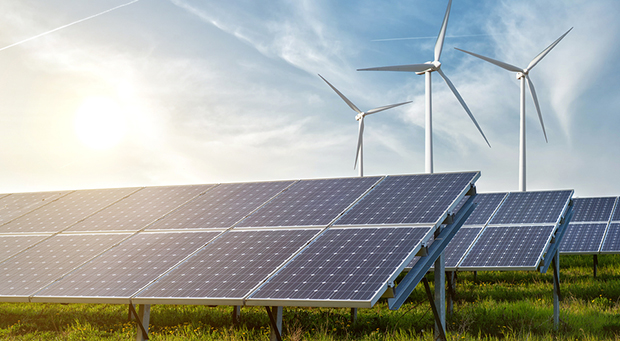 Wind turbine and solar panels