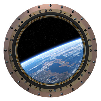 View of Earth through a porthole