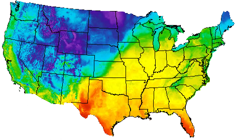 Continental United States Temperature Map