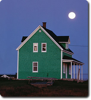 A house with the Moon above it