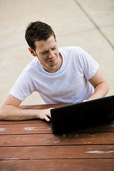 Student on a computer