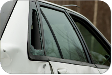 Car with smashed window