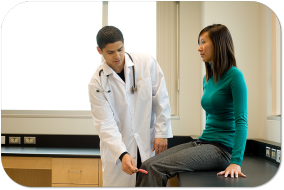 Woman at doctor