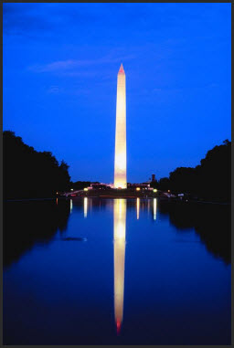 Image of Washington Monument at night.