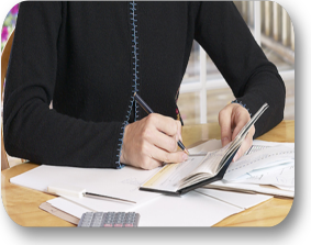 Woman with checkbook