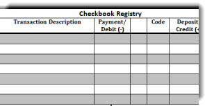 Graphic of checkbook register