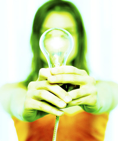 Girl Holding a Lightbulb