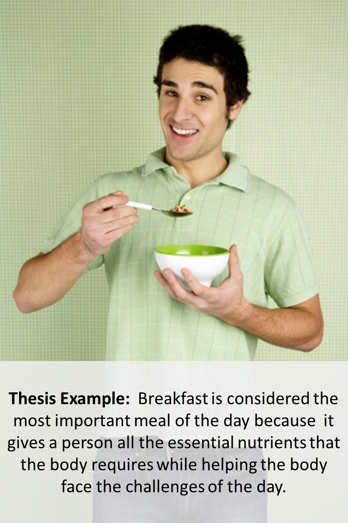 Man eating breakfast/Example thesis statement