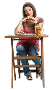 Girl at a desk reading