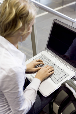 Student on computer