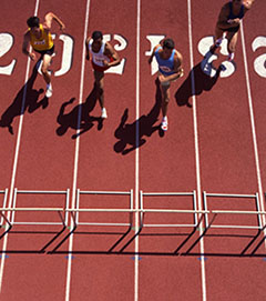 student athletes racing on a track