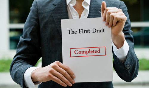 Man holding a first draft