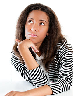 female student in thought