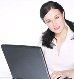 female student with a laptop