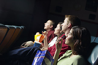 people watching a movie