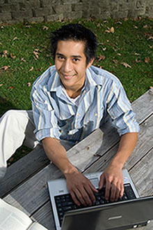 student using computer