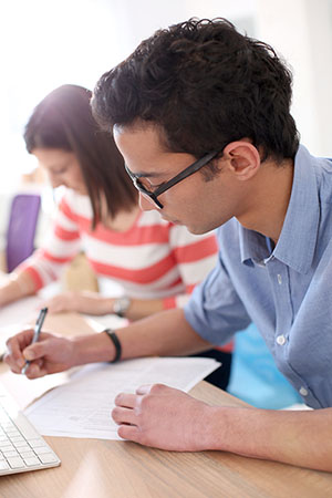 students filling out applications