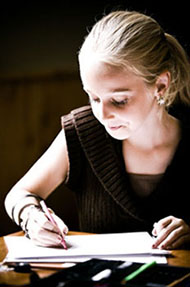 a student working