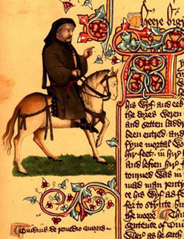 illustration of Chaucer in an early copy of the text