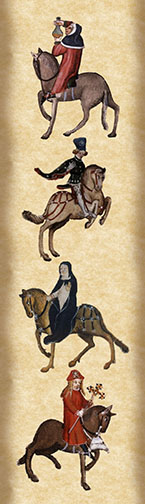 illustration of four Canterbury pilgrims