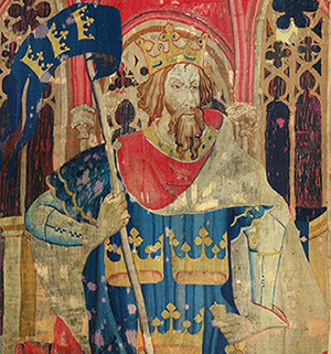 A 14th-century tapestry of the legendary King Arthur