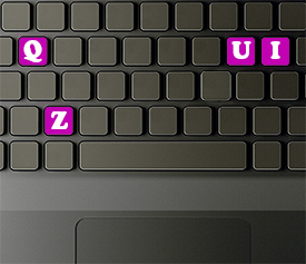 keyboard with quiz letters