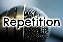 A speaker uses repetition by repeating a word or phrase throughout a presentation. An example is: "What lies behind us and what lies before us are tiny compared to what lies within us." - Ralph Waldo Emerson