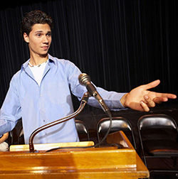 boy at podium