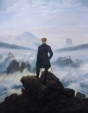 a wanderer viewing a landscape