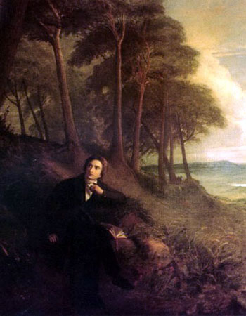 Keats sitting in nature and writing