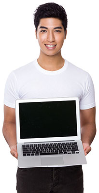 student with a laptop