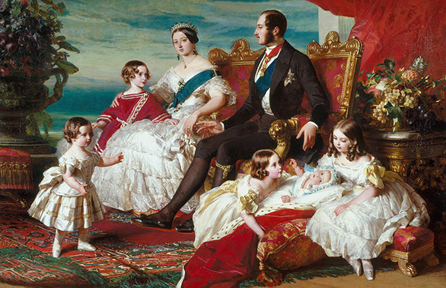 Family portrait of Queen Victoria, her husband Prince Albert, and their children