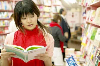 Girl in bookstore