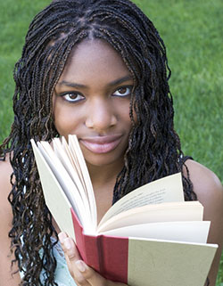 A girl reading a book