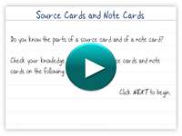 Source Cards and Note Cards player